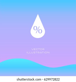 Weather vector icon with humidity sign and water drop on blue and purple gradient background