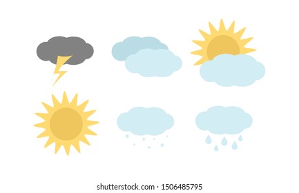 Weather vector icon set. Illustration of weather icons or seasons icons. Isolated objects on white background 