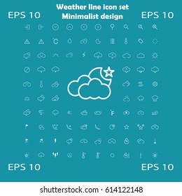 Weather vector icon set with minimalistic line design