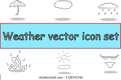 Weather vector icon set. Thin simple collection illustration black