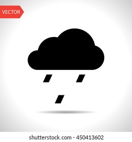 Weather vector icon of small rain. Rainy weather illustration on white background