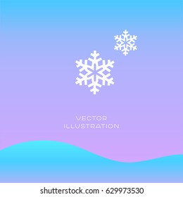 Weather vector icon with snowflakes on blue and purple gradient background