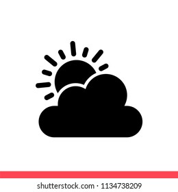 Weather vector icon, sun and cloud symbol. Simple, flat design for web or mobile app
