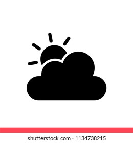 Weather vector icon, sun and cloud symbol. Simple, flat design for web or mobile app