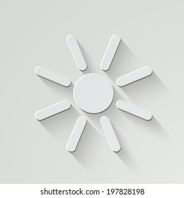 Weather vector icon - sun - vector icon - paper illustration with shadow on light background