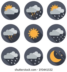 Weather vector icons. Flat design