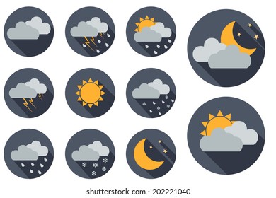 Weather vector icons. Flat design 