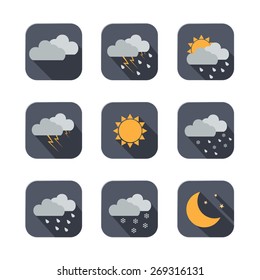 Weather vector icons. Flat design. Perfect for app