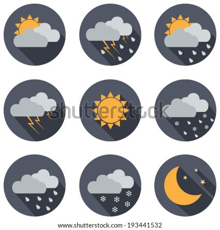 Weather vector icons. Flat design