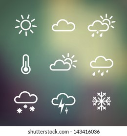 Weather Vector Icons On Blurred Background. Isolated From Background. Each Icon In Separately Folder.