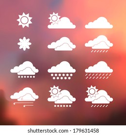 Weather Vector Icons on blurred background. Isolated from background. Each icon in separately folder. 
