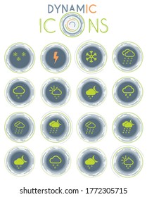 Wetter-Vektorsymbole auf weißem Hintergrund mit dynamischen Linien für Animation für Web- und Benutzeroberfläche-Design