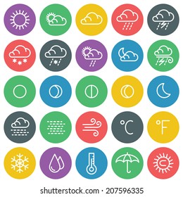 Weather vector icons set. For web site design and mobile apps.