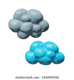 Weather vector illustration of element for season - 3d shape of summer cumulus clouds. Smooth isolated model of blue and gray cloud. Beautiful idea or sign of heaven clouds in atmosphere.