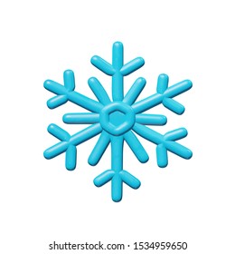 Weather vector illustration of graphic design for climate - 3d snowflake for Christmas celebration. Smooth isolated figure of cold ice crystal flake. Decorative snow idea or sign of December frost.