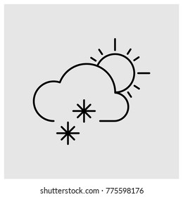 Weather vector line icons: sunny and heavy snowy