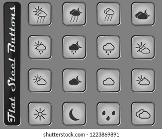 Weather vector web icons on the flat steel buttons