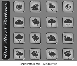 weather vector web icons on the flat steel buttons