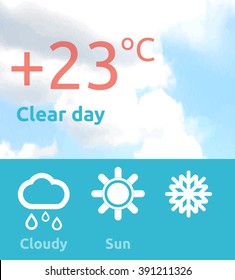 Weather web element banner design. Weather forecast, rain and sun, banner web interface weather, app forecast data information webpage vector illustration