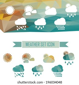 weather web icons crystal effect. sun and clouds
