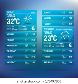 Weather Widget App For Mobile - Vector Illustration