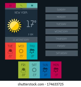 Weather widget in flat design style.