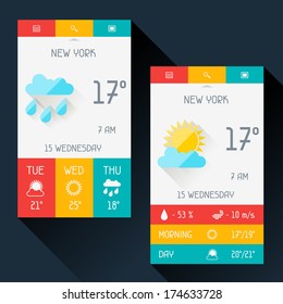 Weather widget in flat design style.