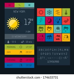 Weather widget in flat design style.