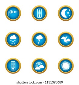 Weather widget icons set. Flat set of 9 weather widget vector icons for web isolated on white background