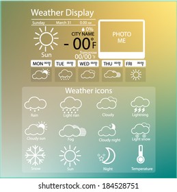Weather widget and icons vector Eps10