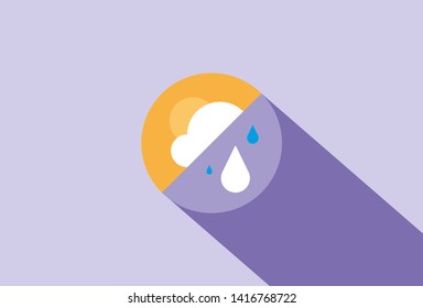 Weather widget, rain, sun, cloud. Abstract vector