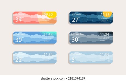 Weather widget suitable for ui design with cloud element background