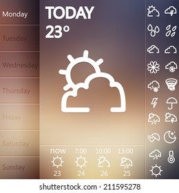 Weather Widget  user interface  set of beautiful components featuring the flat design trend. Vector illustration.