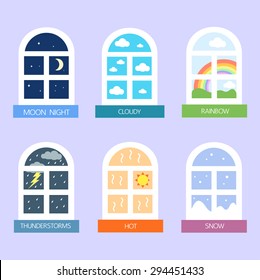 weather and window icons vector collection