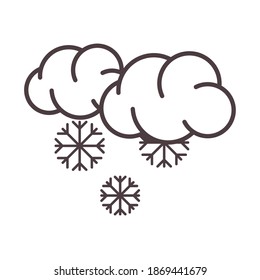 weather winter clouds and snowflakes snow season cold vector illustration line icon style