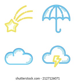 Weather_color Flat Icon Set Isolated On White Background