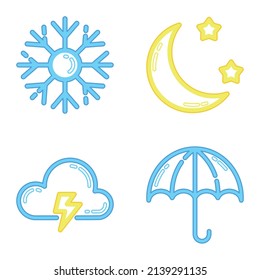 Weather_color Flat Icon Set Isolated On White Background