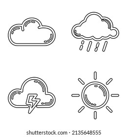 Weather_white Flat Icon Set Isolated On White Background