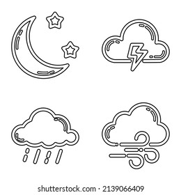 Weather_white Flat Icon Set Isolated On White Background