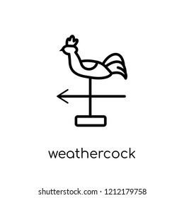 Weathercock icon from collection., editable outline stroke vector illustration