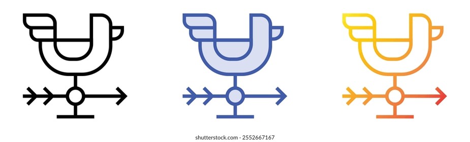 weathercock icon. Linear, Blue Fill and Gradient Style Design Isolated On White Background