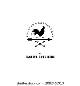 Weathercock or weather vane vintage logo. Rooster with arrow logo