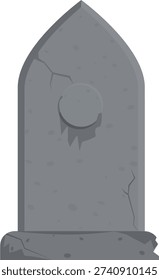 Weathered ancient tombstone with cracks and erosion.