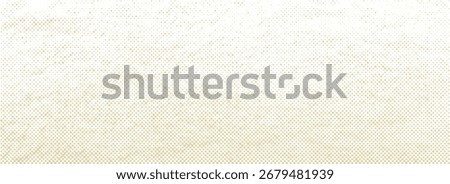 Weathered beige halftone background. Light cream pixelated paper texture. Retro craft ecru wallpaper. Grunge grainy gradient overlay. Dotted dirty canvas material backdrop. Vector halfton patern 