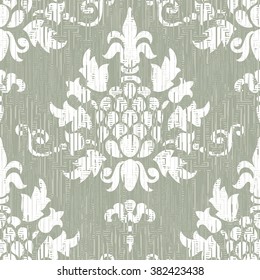 Weathered damask pattern seamless vector background tile