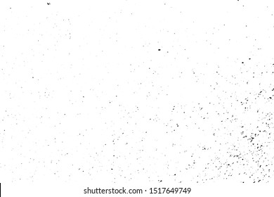 Weathered drips aging design element. Distressed spray grainy overlay texture. Grunge dust messy background. Dirty powder rough empty cover template. Aged splatter crumb wall backdrop. EPS10 vector.