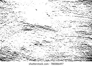 Weathered grungy texture. Black and white subtle vector background. Obsolete dirty texture of grungy plaster wall. Distressed vector overlay for vintage effect. Weathered stone surface with cracks