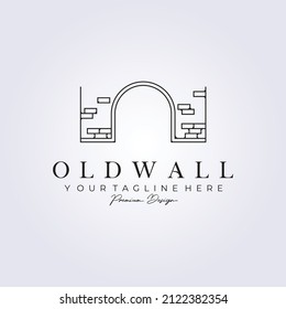 weathered, old, ancient wall logo outline vector illustration design