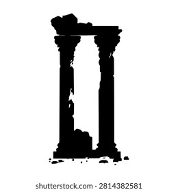 A weathered and partially ruined classical column structure showcasing historical architecture and ancient construction techniques.