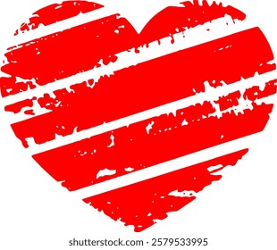 Weathered red heart icon with a rough grunge finish, symbolizing deep emotions and romance